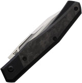 Suprlativ Infidel Slip Joint Black Titanium Handle Satin CPM-M4 Blade Leather Pouch Included - Camo Fat Carbon Inlay by Suprlativ