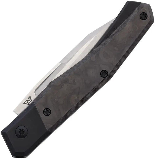 Suprlativ Infidel Slip Joint - Black Camouflage Fat Carbon Fiber Inlay With Satin CPM M4 Clip Point Blade by Suprlativ