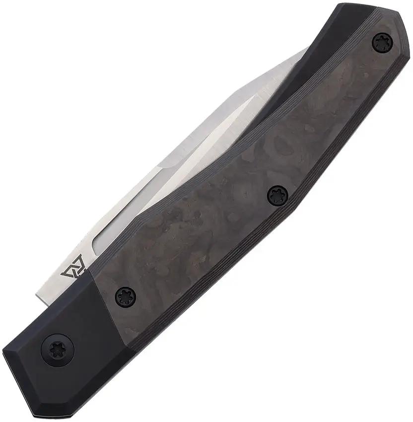 Suprlativ Infidel Slip Joint - Black Camouflage Fat Carbon Fiber Inlay With Satin CPM M4 Clip Point Blade by Suprlativ