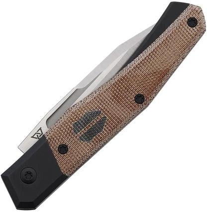 Suprlativ Infidel Slip Joint - Satin CPM-M4 Blade, Black PVD Titanium Handle With Brown Micarta Inlay by Suprlativ