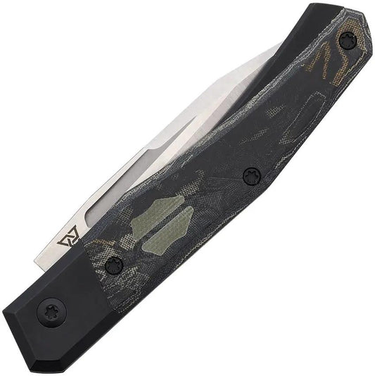 Suprlativ Infidel Slip Joint Black Micarta - CPM M4 Blade, Black Titanium Handle, Canvas Micarta Inlay by Suprlativ