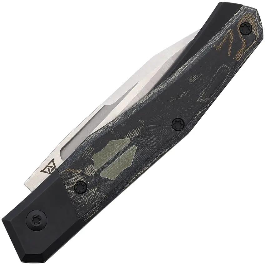 Suprlativ Infidel Slip Joint Black Micarta - CPM M4 Blade, Black Titanium Handle, Canvas Micarta Inlay by Suprlativ