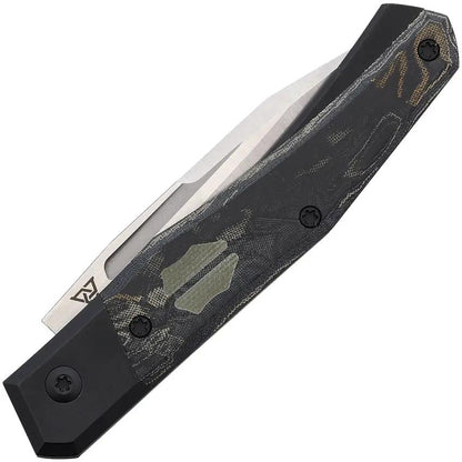 Suprlativ Infidel Slip Joint Black Micarta - CPM M4 Blade, Black Titanium Handle, Canvas Micarta Inlay by Suprlativ