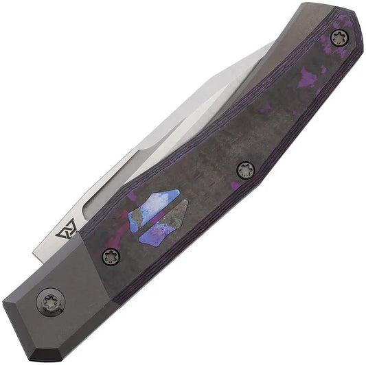 Suprlativ Infidel Slip Joint Purple Haze - CPM M4 Satin Clip Point Blade With Titanium Handle And Carbon Fiber Inlay by Suprlativ