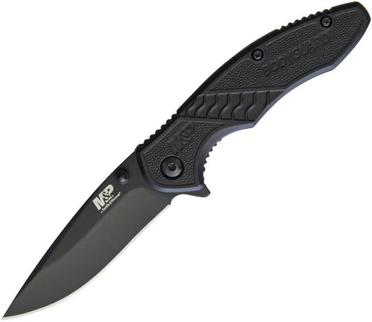 Smith And Wesson Bodyguard Linerlock Folding Knife Black Drop Point Blade 3.75in Closed 2.75in EDC by Smith & Wesson