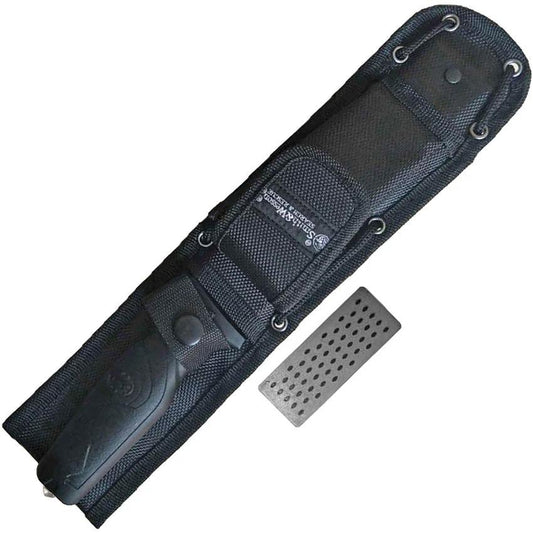 Smith and Wesson Fixed Blade Knife for First Responders and Search Rescue 11in Black Partial Serrated Blade Glass Breaker by Smith & Wesson