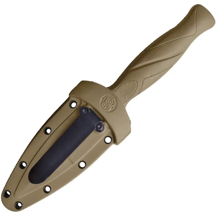 Smith And Wesson Boot Knife - Compact EDC Fixed Blade With 3 Inch Black Stainless Blade, Tan Handle, And Nylon Sheath by Smith & Wesson