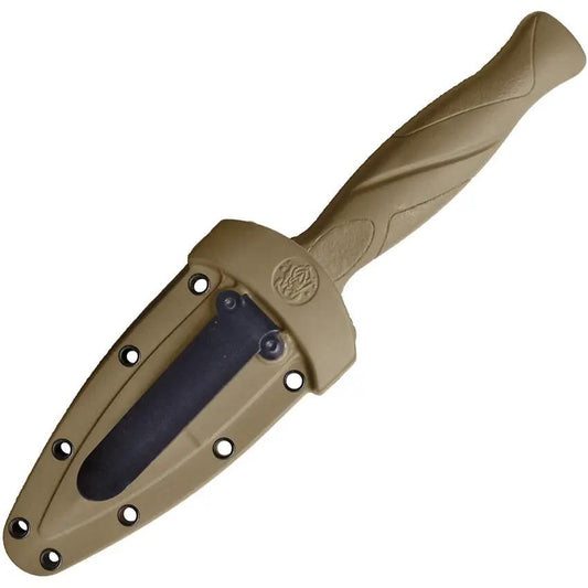 Smith And Wesson Boot Knife - Compact EDC Fixed Blade With 3 Inch Black Stainless Blade, Tan Handle, And Nylon Sheath by Smith & Wesson