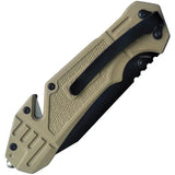 Smith And Wesson MP Linerlock Assisted Opening EDC Knife - Tan Rubberized Handle 3.25 Inch Partially Serrated Tanto Blade by Smith & Wesson