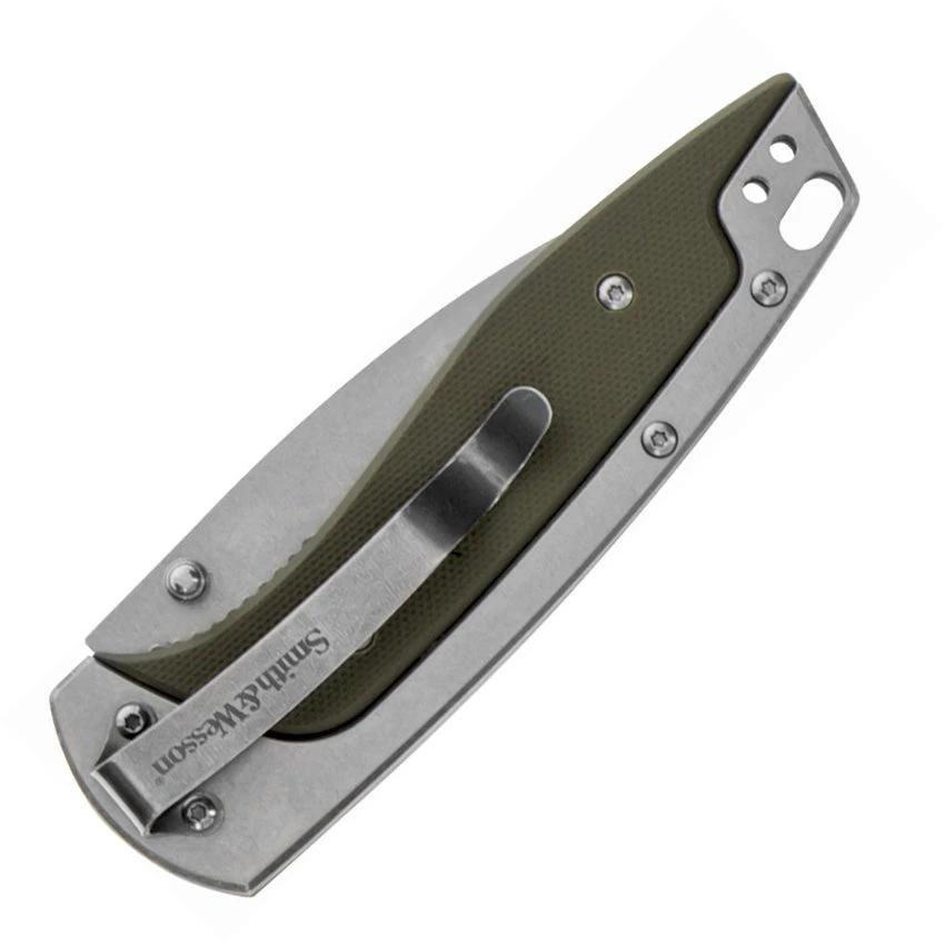 Smith And Wesson Freighter Linerlock Folding Knife With Green G10 Inlay, 3.5 Inch 8Cr13MoV Blade, Rugged EDC Ready by Smith & Wesson
