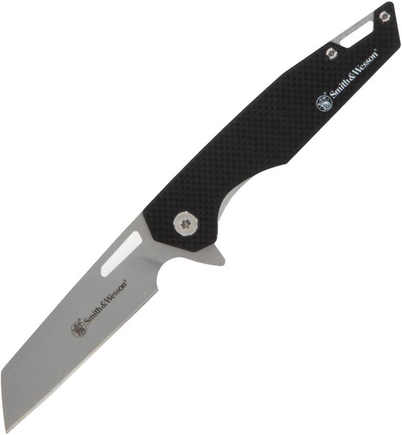 Smith and Wesson Sideburn Linerlock Knife 3in Satin Stainless Blade Black G10 Handle Thumb Pull Pocket Clip EDC by Smith & Wesson