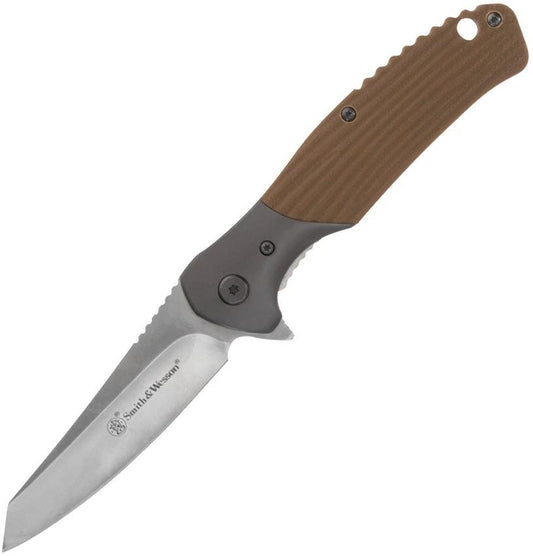 Smith and Wesson Stave Linerlock 3In Satin Blade Compact EDC Knife With Natural Micarta Handle For Outdoors Enthusiasts by Smith & Wesson