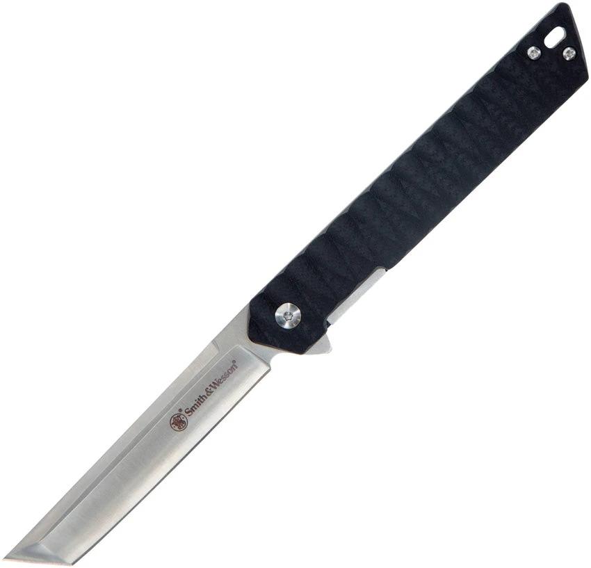 Smith And Wesson 24/7 Linerlock Folding Knife For Everyday Carry Compact EDC With 3.5in Satin 8Cr13MoV Tanto Blade by Smith & Wesson