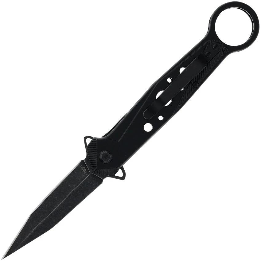Smith & Wesson LinerLock Folding Knife For EDC, 5.5in Closed, 3.25in Black Stonewash Dagger Blade With False Edge by Smith & Wesson