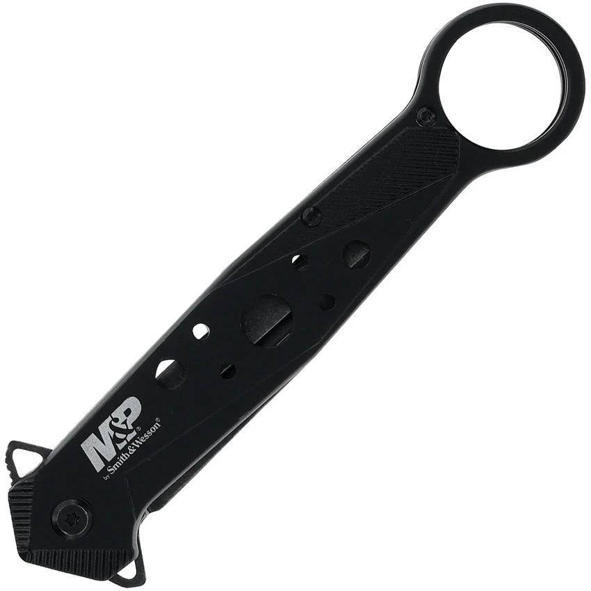 Smith & Wesson LinerLock Folding Knife For EDC, 5.5in Closed, 3.25in Black Stonewash Dagger Blade With False Edge by Smith & Wesson