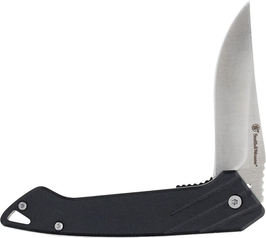 Smith And Wesson Black Ops Recurve Linerlock Folding Knife For EDC Enthusiasts Secure Lock Durable Black Polymer Handle by Smith & Wesson