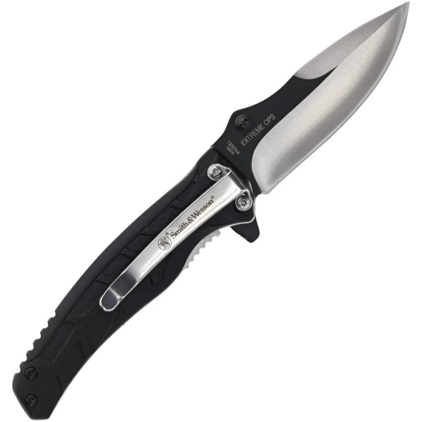 Smith And Wesson Extreme Ops Two Tone Drop Point Folding Knife With Ultra Glide Opening For EDC by Smith & Wesson