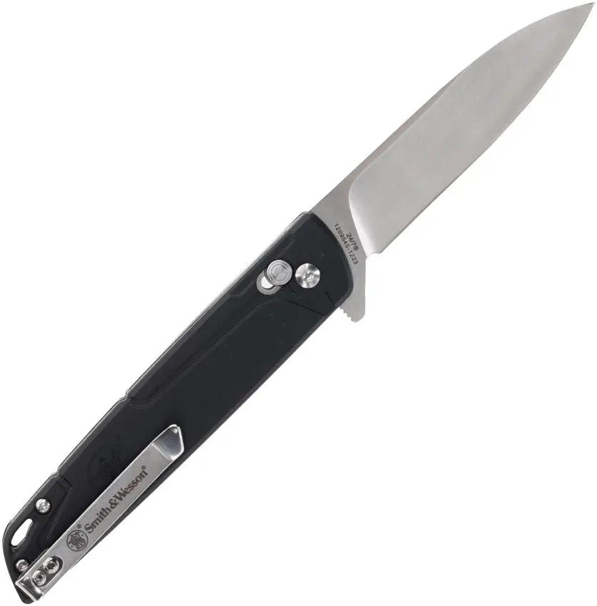 Smith And Wesson 24 Seven Crossbar Lock Folding Knife - 3.5 Inch Satin Blade Black Handle Everyday Carry by Smith & Wesson