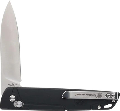 Smith And Wesson 24 Seven Crossbar Lock Folding Knife - 3.5 Inch Satin Blade Black Handle Everyday Carry by Smith & Wesson