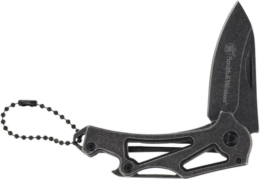 Smith And Wesson Framelock Keychain Knife - Compact EDC Ready 2.25in Blade With Black Stonewash Finish And Lanyard Hole by Smith & Wesson