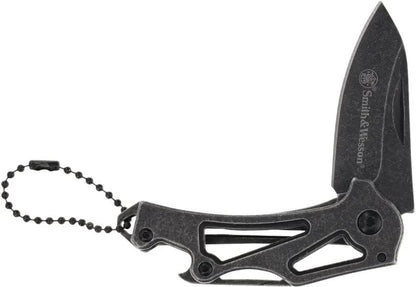 Smith And Wesson Framelock Keychain Knife - Compact EDC Ready 2.25in Blade With Black Stonewash Finish And Lanyard Hole by Smith & Wesson