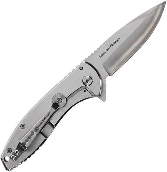 Smith And Wesson Executive Platinum Framelock Folding Knife For Professionals And Outdoor Enthusiasts by Smith & Wesson