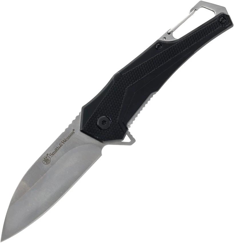 Smith and Wesson Oasis Folding Knife With Carabiner Linerlock 3 Inch Satin Blade For EDC Outdoors by Smith & Wesson