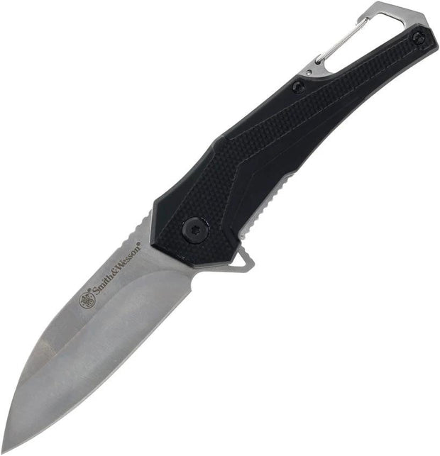 Smith and Wesson Oasis Folding Knife With Carabiner Linerlock 3 Inch Satin Blade For EDC Outdoors by Smith & Wesson