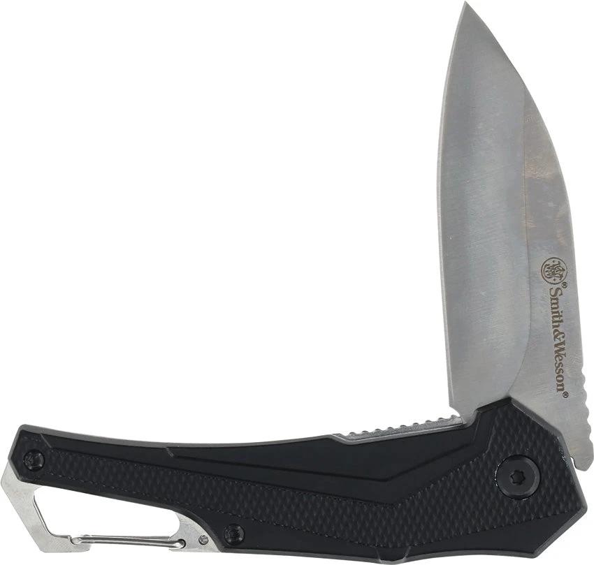 Smith and Wesson Oasis Folding Knife With Carabiner Linerlock 3 Inch Satin Blade For EDC Outdoors by Smith & Wesson