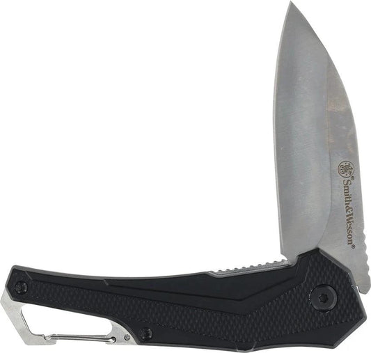 Smith and Wesson Oasis Folding Knife With Carabiner Linerlock 3 Inch Satin Blade For EDC Outdoors by Smith & Wesson