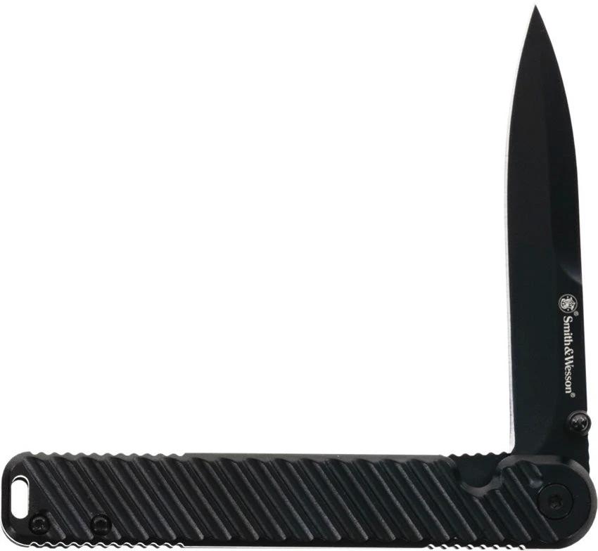 Smith and Wesson Executive Linerlock Folding Knife 3.5 Inch Black Blade with Black Aluminum Handle for Everyday Carry by Smith & Wesson