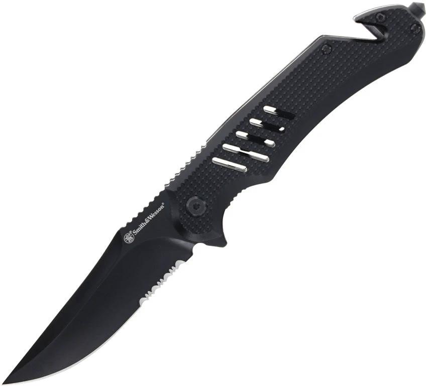 Smith And Wesson Extreme Ops Linerlock Knife For EDC Outdoor Enthusiasts Partial Serrated Blade Glass Breaker by Smith & Wesson