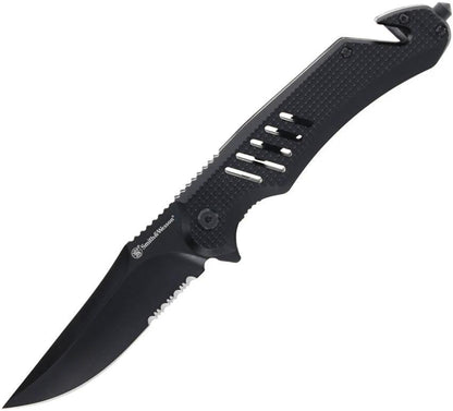 Smith And Wesson Extreme Ops Linerlock Knife For EDC Outdoor Enthusiasts Partial Serrated Blade Glass Breaker by Smith & Wesson