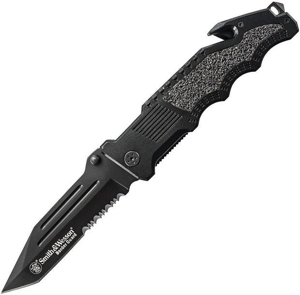 Smith & Wesson Border Guard Linerlock Knife With Tanto Blade And Glass Breaker For Tactical Professionals by Smith & Wesson