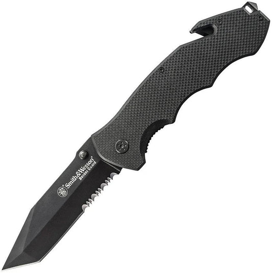 Smith And Wesson Border Guard Knife Tactical EDC With Serrated Tanto Blade Glass Breaker And Seat Belt Cutter by Smith & Wesson