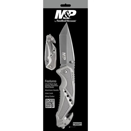 Smith and Wesson MP Linerlock EDC Folding Knife - Gray Titanium Coated 3.75 Inch Tanto Blade by Smith & Wesson