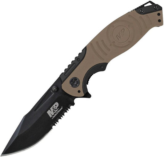 Smith and Wesson MP Linerlock Knife for EDC Experts with 4.75in Closed Length and 3.5in Partially Serrated Drop Point by Smith & Wesson