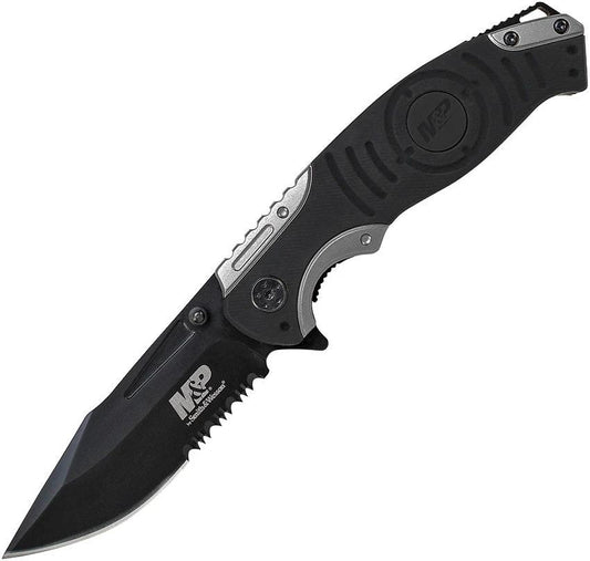Smith And Wesson MP Linerlock Folding Knife SWMP13GS For EDC And Outdoors Dependable Compact Partially Serrated Blade by Smith & Wesson