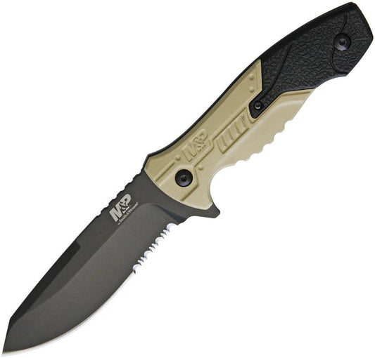Smith & Wesson M&P Fixed Blade Knife Full Tang 8Cr13MoV 4 Inch Serrated Blade MOLLE Sheath For Tactical Enthusiasts by Smith & Wesson