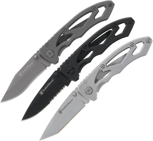 Smith And Wesson Framelock Folding Knives Three Pack EDC Set With Compact Stainless Blades And Pocket Clips by Smith & Wesson