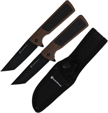 Smith & Wesson 1911 Fixed And Folding Knife Combo For Outdoor Enthusiasts And DIYers Dual Tool Versatility by Smith & Wesson