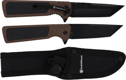 Smith & Wesson 1911 Fixed And Folding Knife Combo For Outdoor Enthusiasts And DIYers Dual Tool Versatility by Smith & Wesson