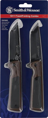 Smith & Wesson 1911 Fixed And Folding Knife Combo For Outdoor Enthusiasts And DIYers Dual Tool Versatility by Smith & Wesson