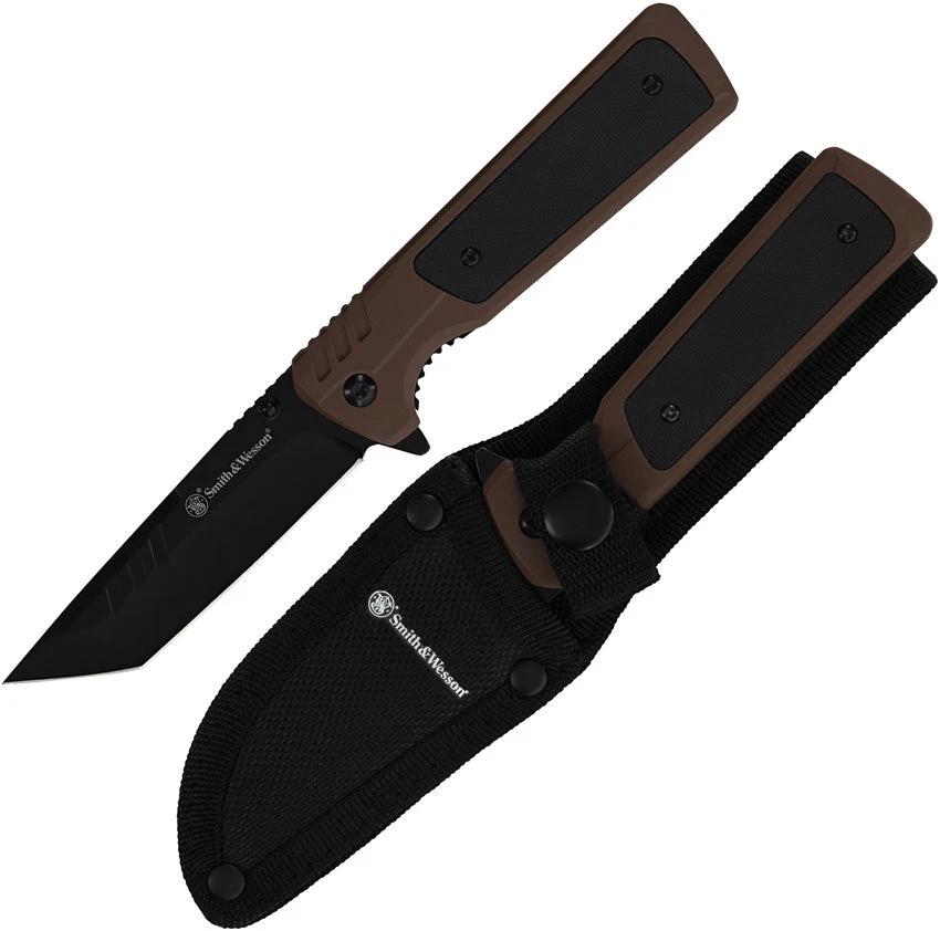 Smith & Wesson 1911 Fixed And Folding Knife Combo For Outdoor Enthusiasts And DIYers Dual Tool Versatility by Smith & Wesson
