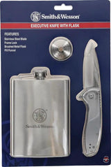 Smith And Wesson Executive Linerlock Flask Knife - Built In Flask Clip For Outdoorsmen With Premium Satin 3 Inch Blade by Smith & Wesson