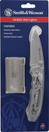 Smith & Wesson CK400L Lighter Combo Compact Folding Knife - Refillable Butane Lighter For Hikers And Campers by Smith & Wesson