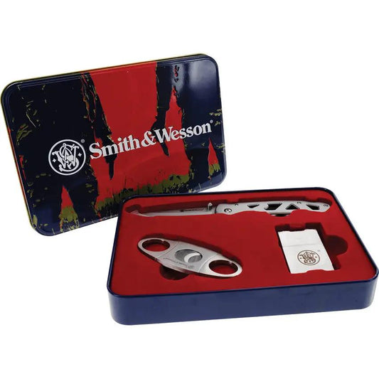Smith And Wesson Framelock Cigar Cutter Combo - Versatile Bead Blast EDC Knife For Enthusiasts by Smith & Wesson