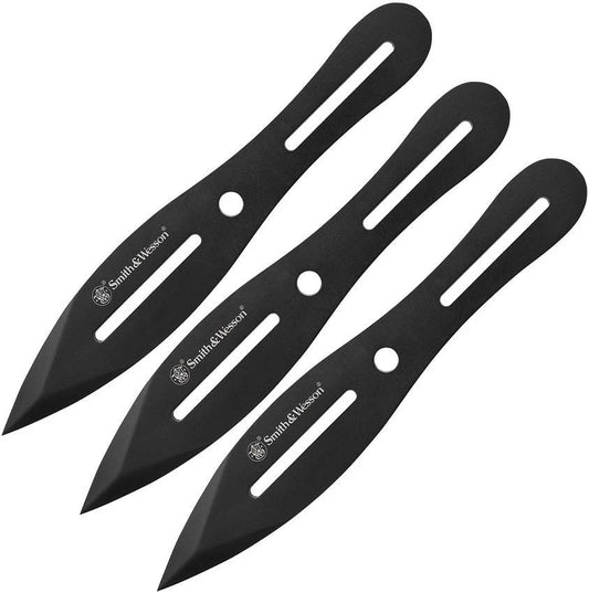 Smith & Wesson 3-Piece Throwing Knives SWTK8BCP Black 4.25in 2Cr13 Blades for Tactical Enthusiasts by Smith & Wesson