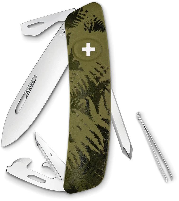Swiza C04 Button Lock Green Camo KNI.0046.2050 by Swiza