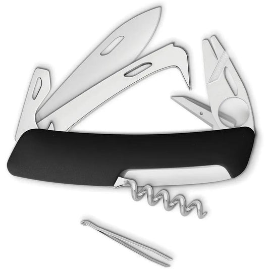 Swiza HO05TT Horse Pocket Knife Black - 3.75 Inch Closed With Safety Lock And Corkscrew Hoof Pick by Swiza